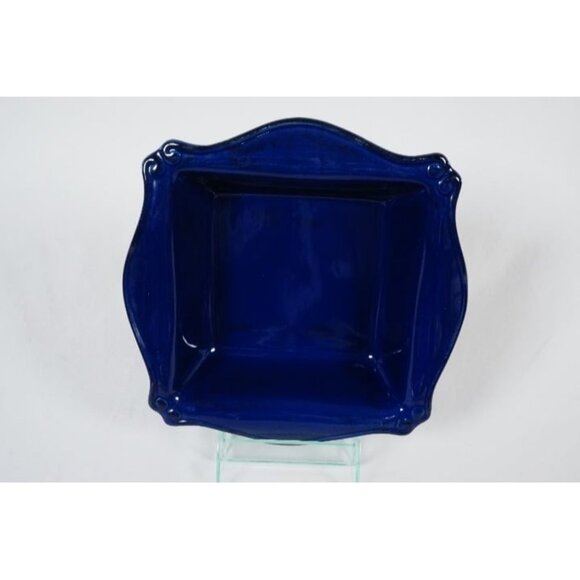 Cobalt Blue Oven Safe Bakeware Baking Dish with Scalloped Handle Sides 10” x 10”